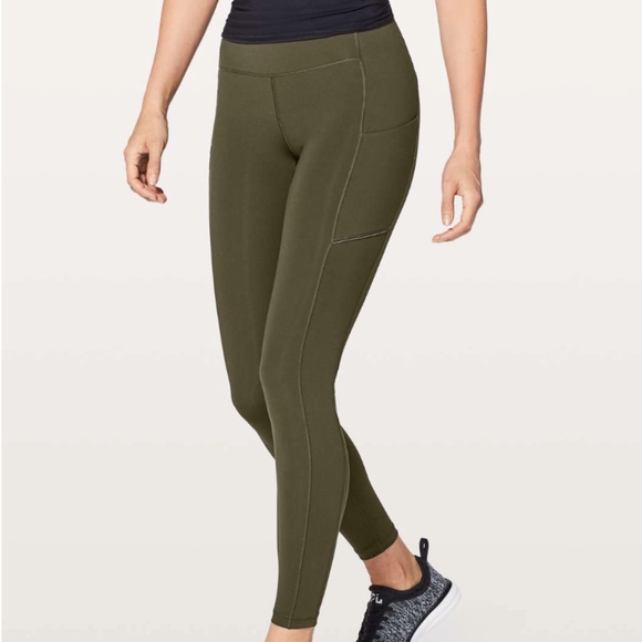 lululemon athletica Pants - Lululemon Speed Up Tight Leggings DWR 28" Dark Olive Green Size 6